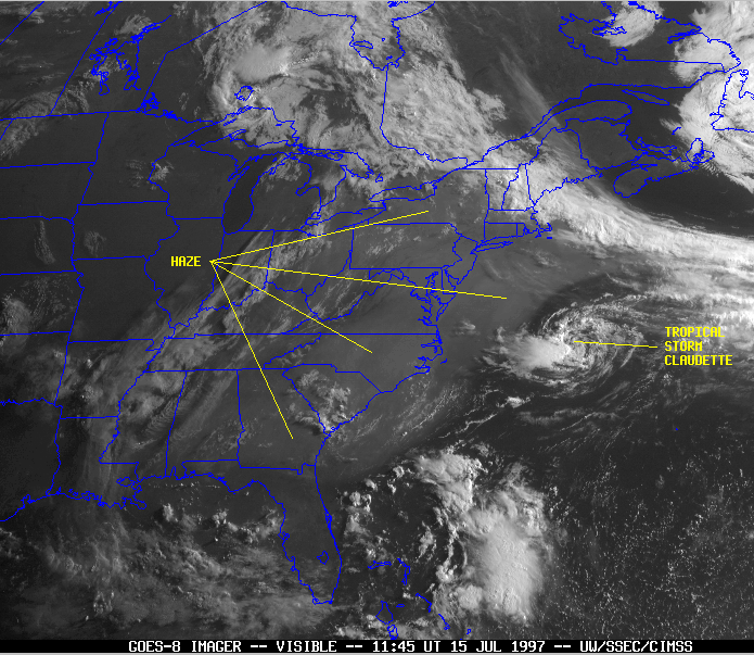 GOES image of haze over the east coast