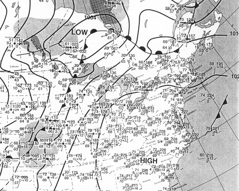surface map, NE US