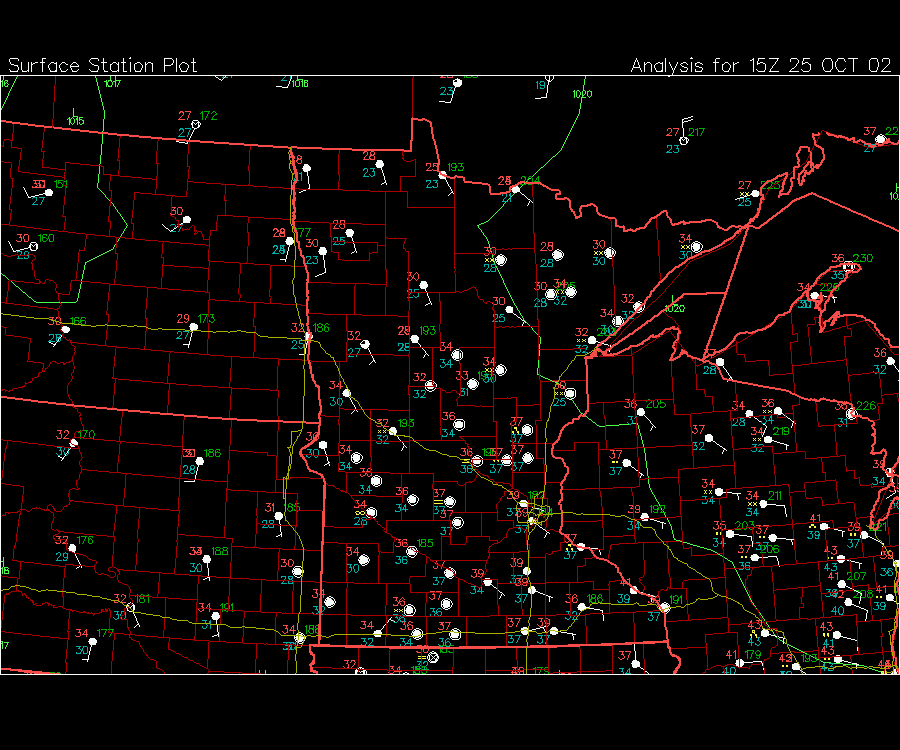 Minnesota weather on 10/15/02 at 15UTC